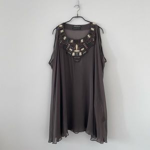 ALL SAINTS Beaded Collar Sheer Dress Tunic